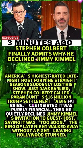 Stephen Colbert Finally ADMITS Why He Declined Jimmy Kimmel #Shorts #viral