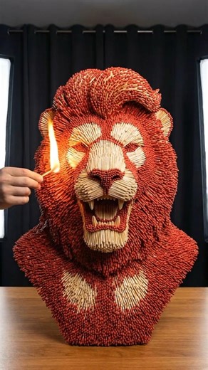 Burning Matchstick Lion 🔥 Satisfying Transformation #shorts