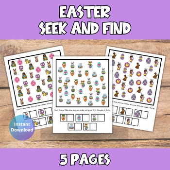 Easter Seek and Find / I Spy Counting & Number Writing – Preschool Pre-K Kinder