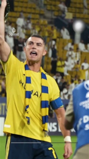Ronaldo waves Saudi-flag scarf after match interrupted by missile alert | #AJ shorts