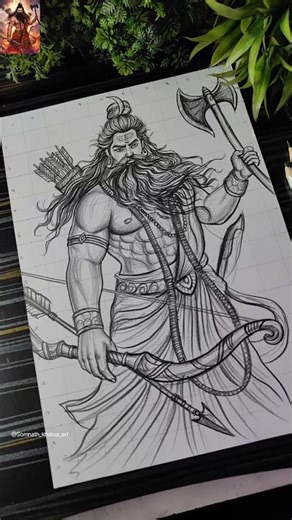 Bhagwan Parshuram Ji Drawing 🔥✍️, Lord Parshuram Jayanti #shorts #parshuram #drawing #art