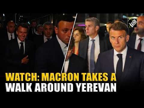 WATCH: French President Macron strolls around Yerevan as he arrives to attend EPC summit