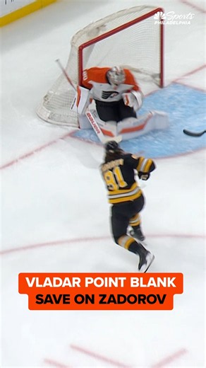 Dan Vladar makes a point blank save on Nikita Zadorov in Flyers vs. Bruibns