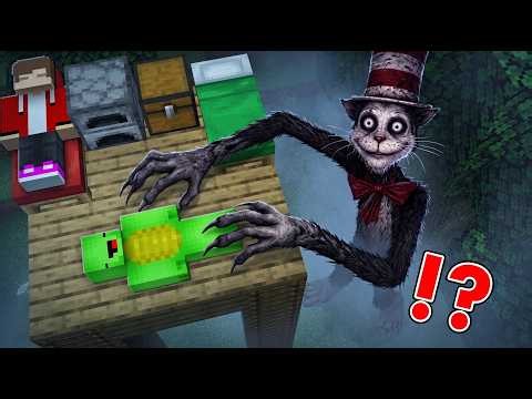 Mikey and JJ SURVIVE 99 Days in FOREST with HORROR CAT in HAT ?! - Minecraft (Maizen)