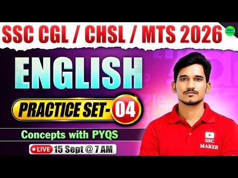 SSC English Practice Set 2026 | SSC CGL, CHSL, MTS English | PYQs + Concepts | Practice Set 04