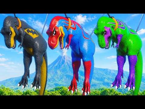NEW T-Rex Superhero Team vs I-Rex🦖 Big Dinosaurs Battle in Jurassic World Evolution Isla Pena