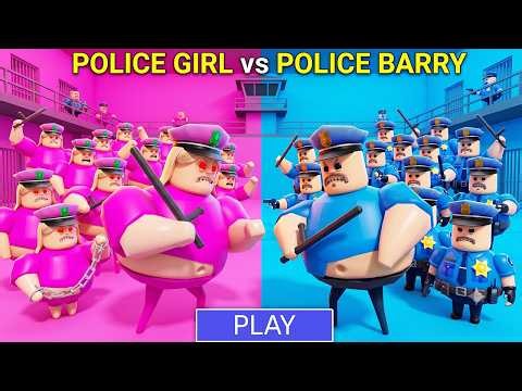 1000 POLICE GIRLS vs 1000 COP BARRY PRISON RUN Obby Update - Roblox All Bosses FULL GAME Walkthrough