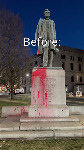 Abraham Lincoln statue in downtown Spokane cleaned after vandalism