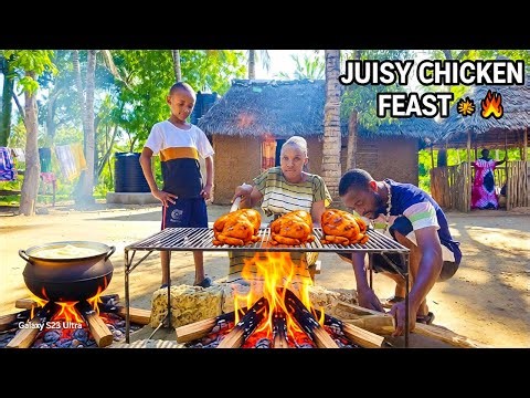 LIVE 🔴 African Village Cooking 🍗 Firewood Grilled Chicken + Ugali Feast 🌿