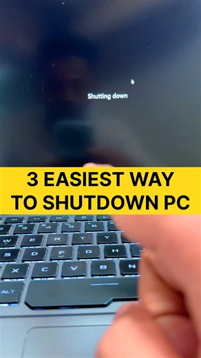 3 easiest way shutdown the Pc! #pctips #windowstips #laptoptips
