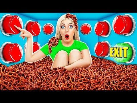1000 Mystery Buttons Challenge | Only 1 Lets You Escape by Multi DO Food Challenge