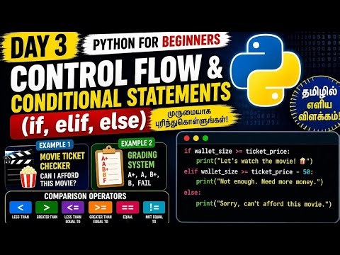 Python for Beginners - Day 3 | Control Flow & Conditional Statements (if, elif, else) Explained!