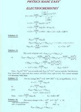 Electrochemistry; nernst equation for single electrode potential; gibbs free energy; electrolysis;