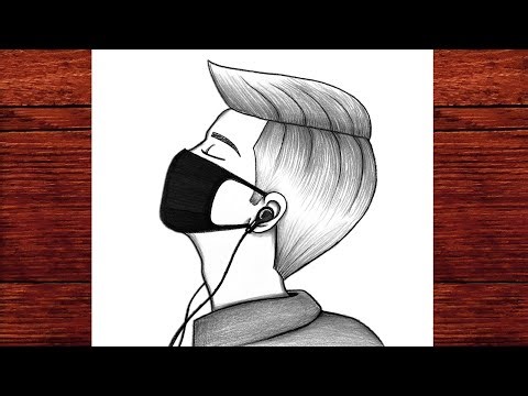 How to Draw a Masked Boy Listening to Music | Easy Pencil Drawing Step by Step