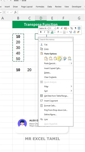 Mr Excel Tamil on Instagram: "Change Row to Column in Excel in 10 Seconds #ExcelTips #ExcelTricks #ExcelTamil #MrExcelTamil #ExcelReels #ExcelShorts #ExcelLearning #ExcelTutorial #OfficeTips"