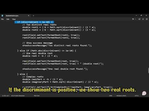 Java Swing Quadratic Equation Solver: GUI, Events, Logic, and Exceptions Explained.
