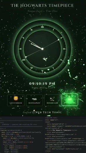 This Harry Potter Clock Hits Different at 3AM 🕰️⚡ #HarryPotter #JavaScript #CodingLife #shorts