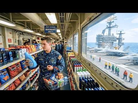 How the BIGGEST Supermarket RUNS Inside a $13B Aircraft Carrier at Sea