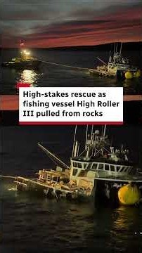 High-stakes rescue as fishing vessel pulled from the rocks