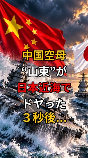 中国空母”山東”が日本近海でドヤった3秒後…