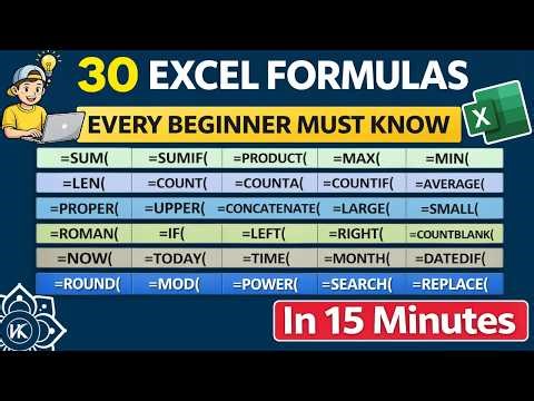 30 Excel Formulas Every Beginner Must Know | Excel Formulas Tutorial
