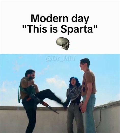 Modern day "This is Sparta" (Run Hide Fight: Infidels Roof Scene Meme)