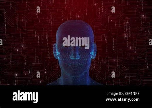 Future AI tech machine learning, digital human face. Artificial intelligence cyber mind security. face circuit board data flow fast digital computing, robot Big data. 3D 4K ai deep learning machine Stock Video Footage - Alamy