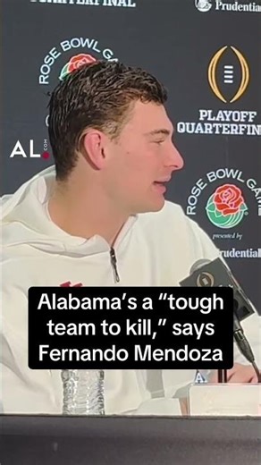 Heisman winner Fernando Mendoza praises Alabama and its resiliency ahead of the Rose Bowl in the CFP