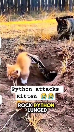 Dogs Dig 45 Minutes to Fight 15ft Python & Save Kitten! 😱🐶🐍 #shorts