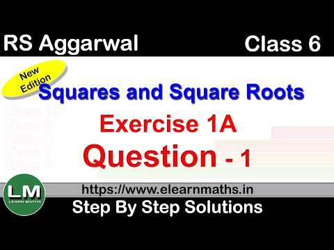 Squares and Square root | Class 8 Chapter 1 Ex1A Ques 1 | RS Aggarwal | Learn Maths | New Edition