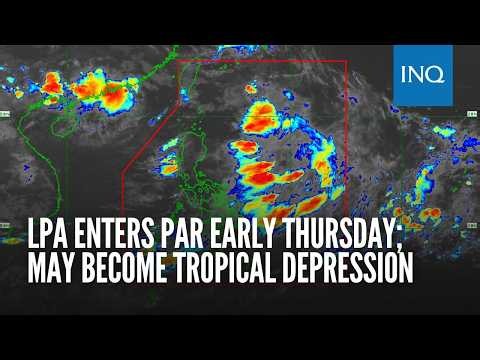 LPA enters PAR early Thursday; may become tropical depression