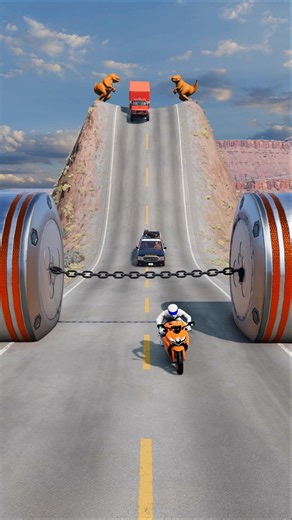 Cars & Ambulance Van vs Chained Hydraulic Crush - BeamNG.drive