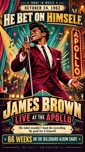🎤 His record label said no. James Brown believed in himself anyway. 🔥 On this day in 1962, he paid to record his show at the Apollo after his label refused to fund it. Released the following year, LIVE AT THE APOLLO spent 66 weeks on the Billboard album chart. 💿🙌 Sometimes you’ve got to believe in your own sound before anybody else does. 💯 What’s the best live album you’ve ever heard? 🎶👇 #TodayInMusic #JamesBrown #LiveAtTheApollo #MusicHistory #OasisRadio