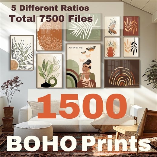 Boho Wall Art Bundle, 1500 prints,Boho wall Art Prints, Boho printable wall art, Collage Posters, boho Digital, Mega Bundle Bohemian - Etsy España