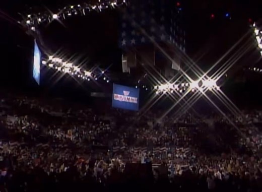 Feel we need a WrestleMania palette cleanser (and I forgot to post this at the time):Look at the lust in Trump's eyes as Hulk Hogan poses at the end of WrestleMania 7And @woooo_double_up has that US flag used by the Hulkster to mop his bloodied face, with a great inscription!