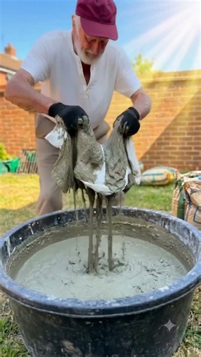 Concrete Cloth Planter DIY – Soaked Fabric Over a Bucket #Shorts
