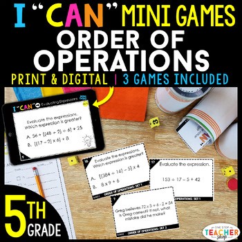 5th Grade Math Centers | Order of Operations | 3 Games | PRINT & DIGITAL
