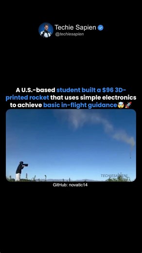 U.S. Student Builds A $96 3D Printed Rocket With Basic Guidance Using Cheap Electronics 🤯🚀