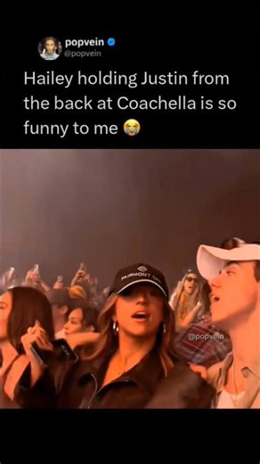 Hailey Bieber holding Justin Bieber from the back at Coachella is so funny to me 😭