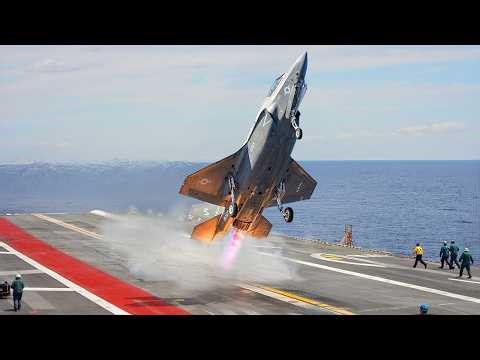 F-35 Lightning Showing the Insane Jump on Aircraft Carrier