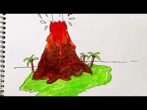 Volcano Drawing 🌋 | Class 6 Science Model | Easy & Satisfying Painting Step by Step