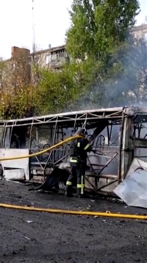 Russian bombs hit Ukrainian public buses