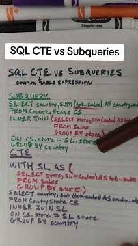 SQL Common table expressions (CTE) vs subqueries #SQL #datascience #database #dataanalytics #coding