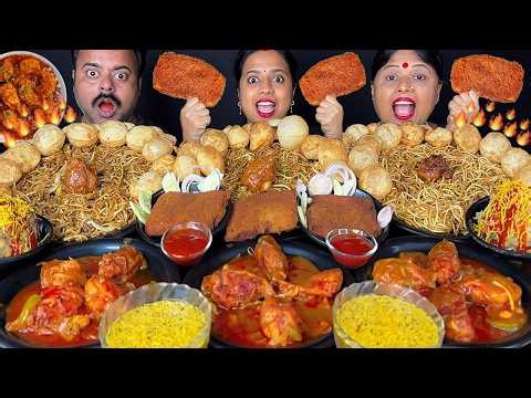 SPICY MOMO, SPICY PANI PURI, FISH FRY, HAKKA NOODLES, CHICKEN EATING SHOW MUKBANG VIRAL VIDEO ASMR 2