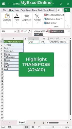 Combine Cell Range in Excel 🤓 #myexcelonline #excel #shorts