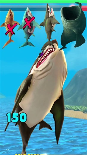 Hungry Shark World Game play Long Jump Testing Noob Shark Vs Pro Shark #new #shorts