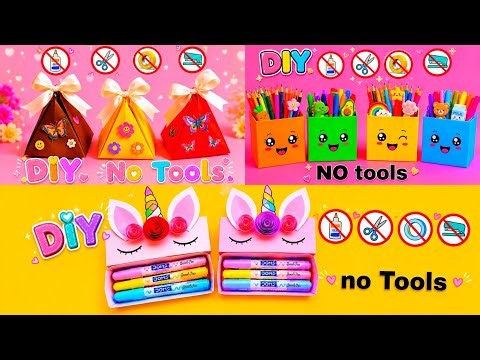 DIY Easy Origami Desk Organizer | No Glue, No Scissors | Cute Organizer |Paper Craft |School Project
