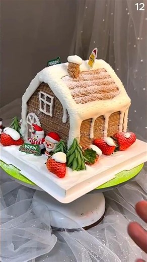 This Christmas gingerbread house is made as a sponge cake #shorts #howto