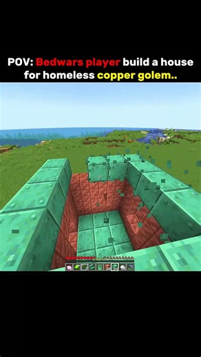 POV Bedwars player build a house for homeless copper golem..