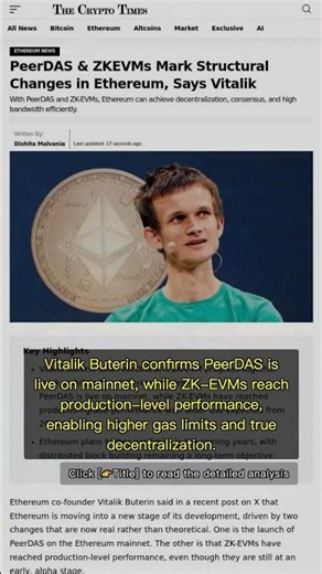 🧐👉 Ethereum Breaks Blockchain Trilemma: PeerDAS and ZK-EVMs Go Live #QixNewsAI